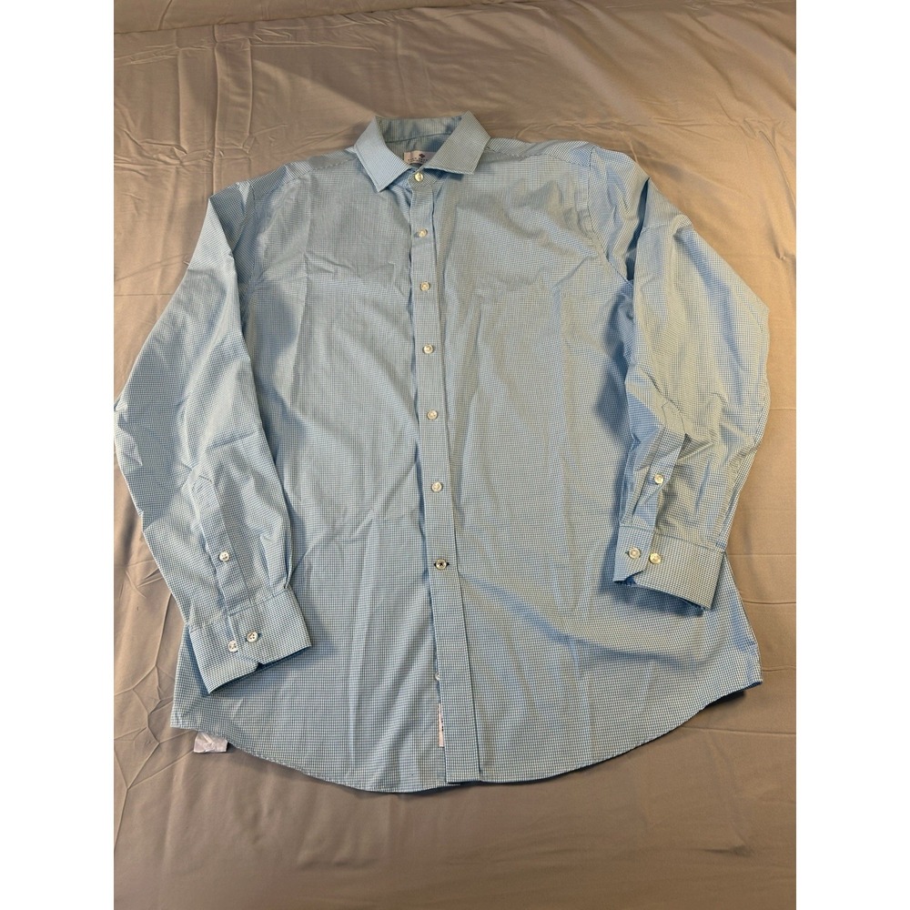 ryan seacrest distinction mens slim fit dress shirt 16.5 34/35 blue white check